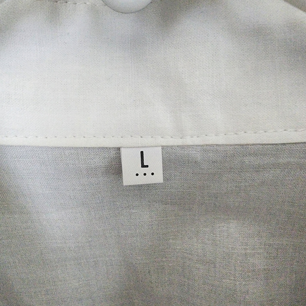 White Collar Lace Cotton Button Down Quarter Sleeve Women's Shirt Size L - Picture 3 of 6